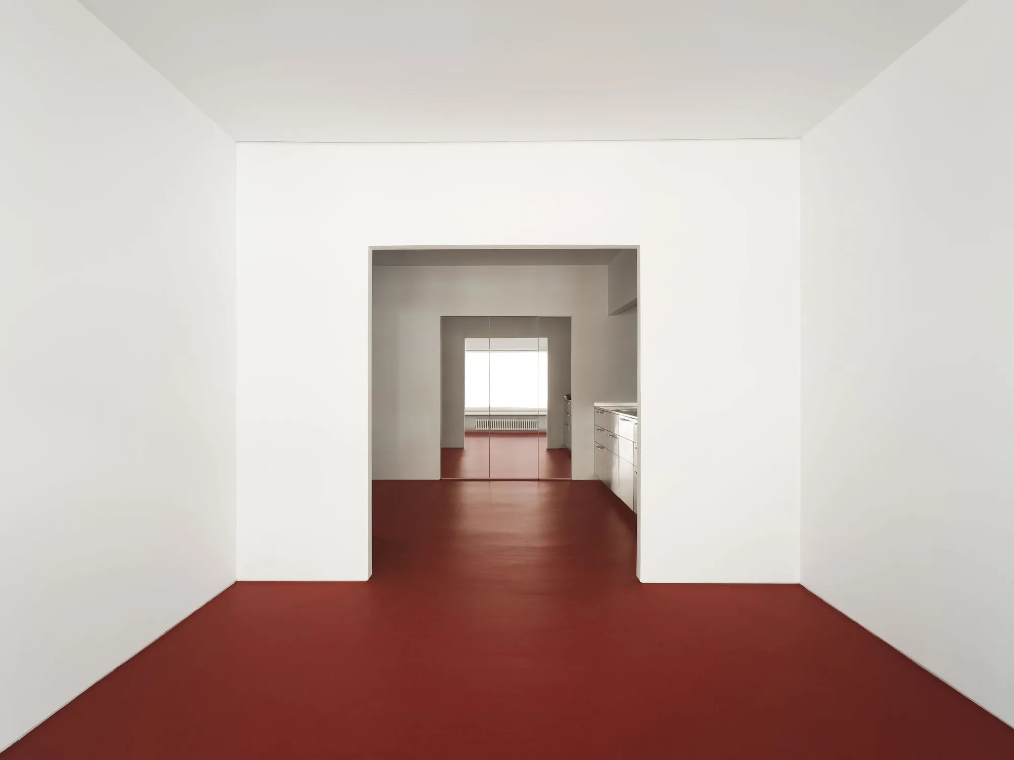 Perspective d'un intérieur en microciment continu