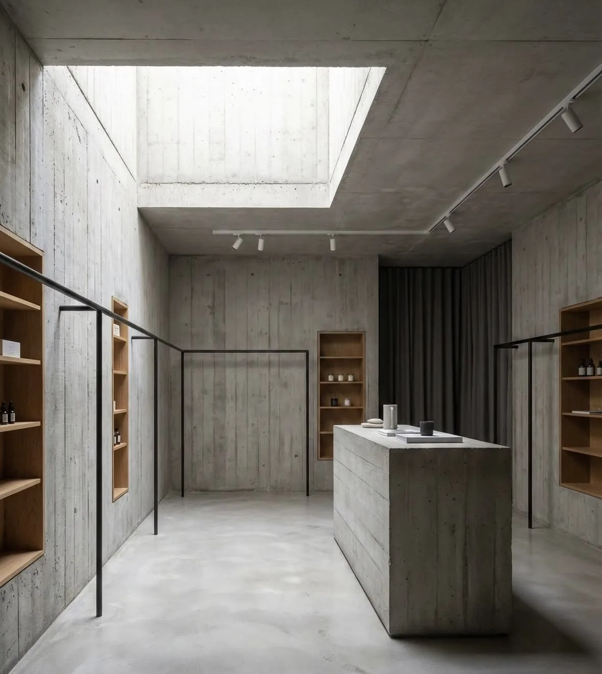 Réalisation MANTEX espace retail, sol béton minéral
